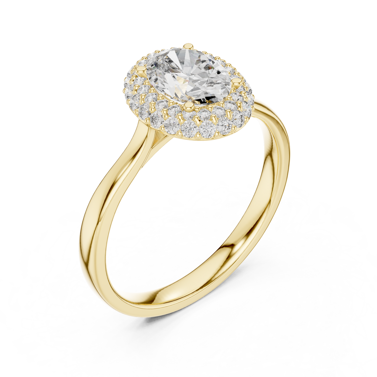 Oval Cut Lab Diamond Double Halo Engagement Ring