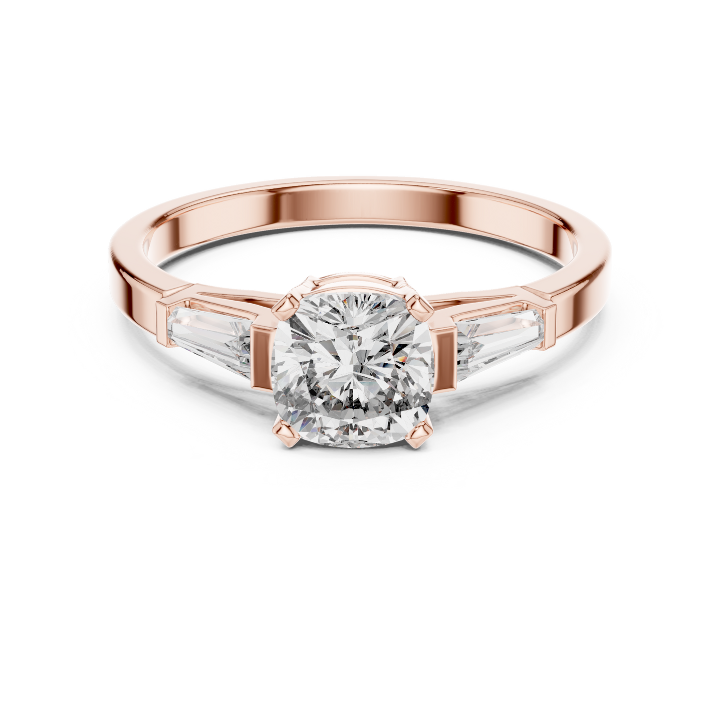 Cushion Cut Diamond Three Stone Engagement Ring
