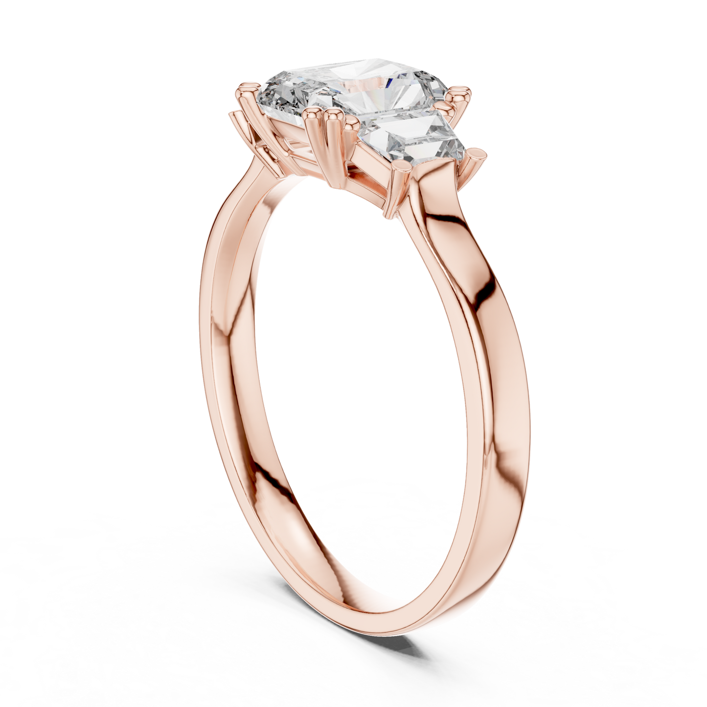 1 Carat Radiant Lab Diamond Three Stone Ring