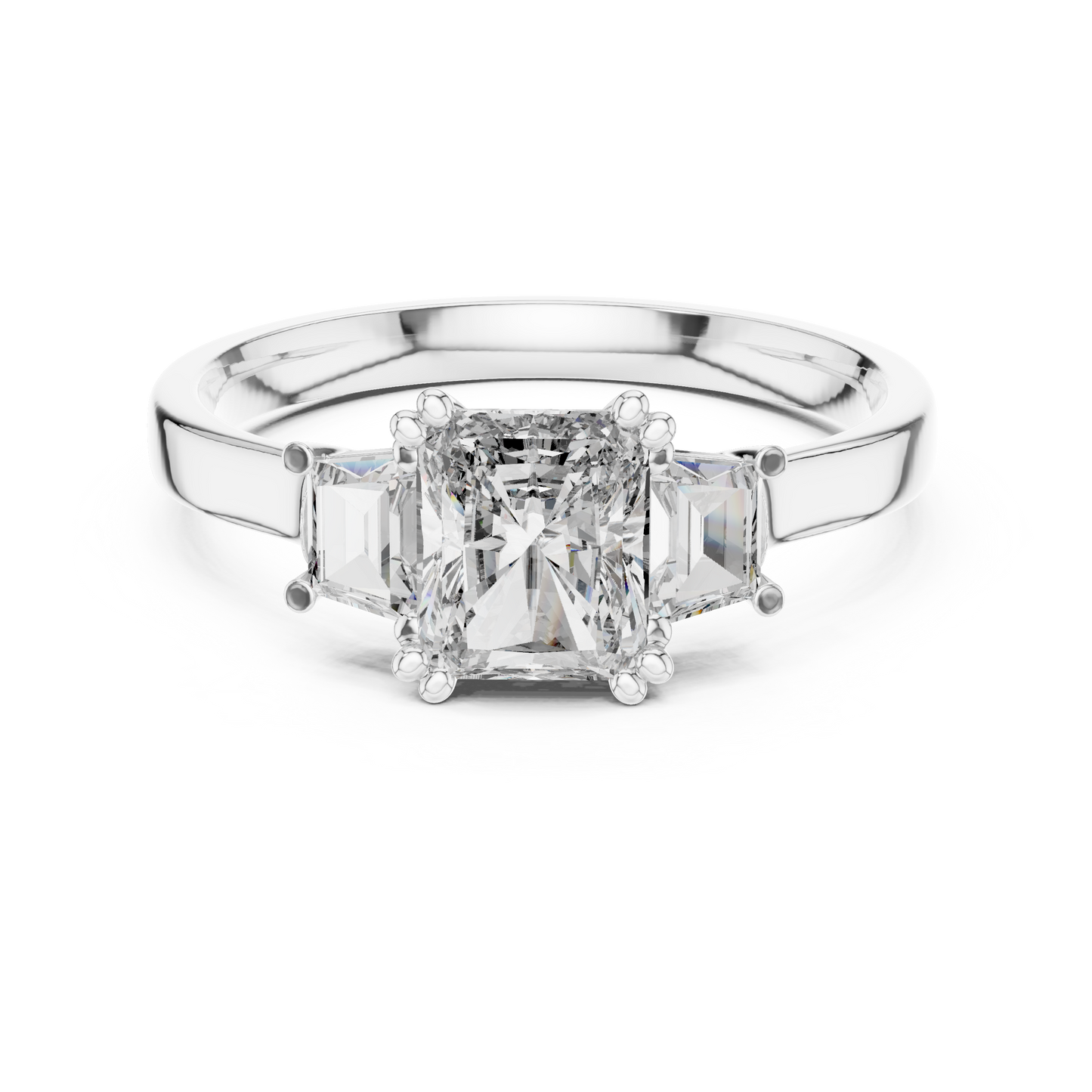 1 Carat Radiant Lab Diamond Three Stone Ring