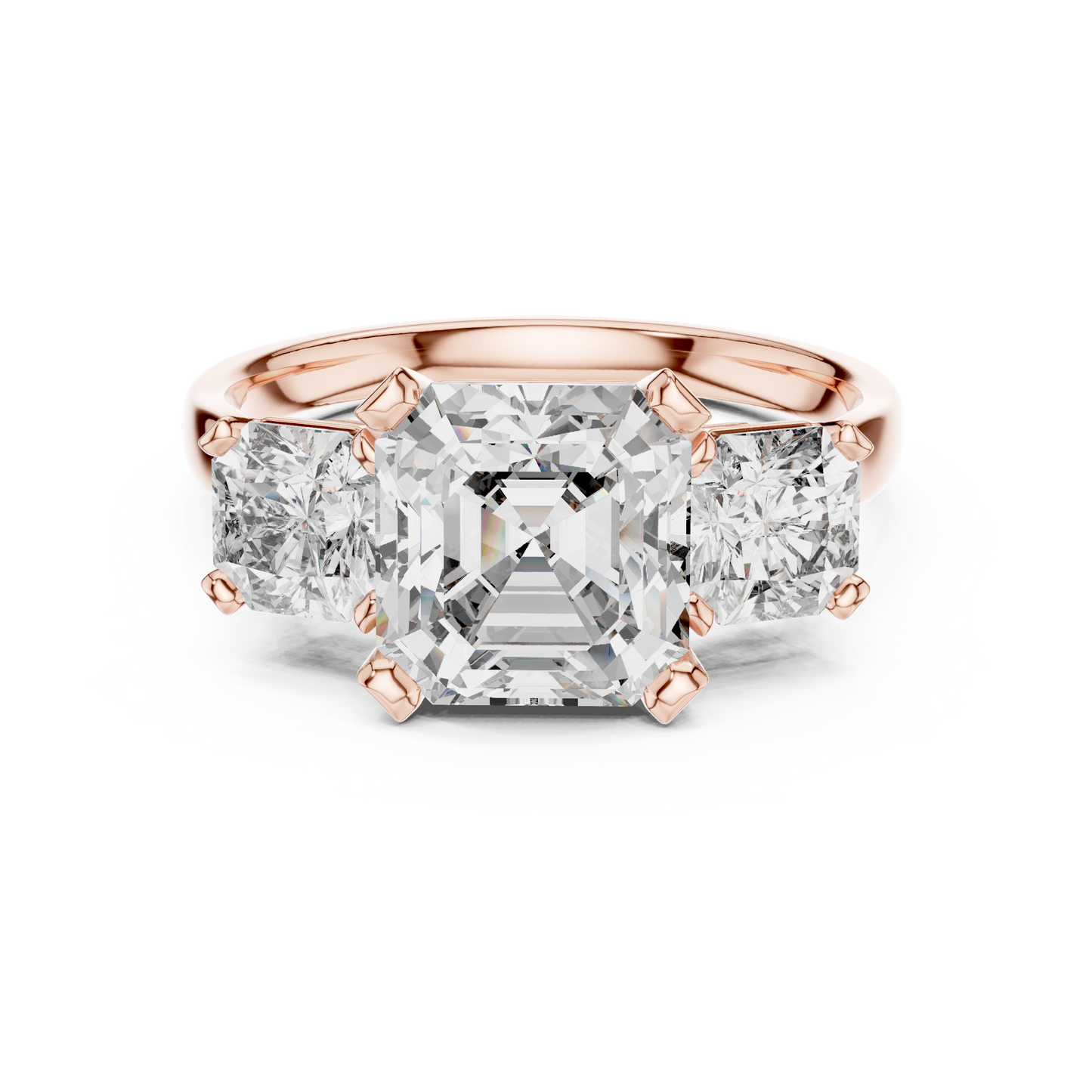 Square Emerald Cut Three Stone Engagement Ring