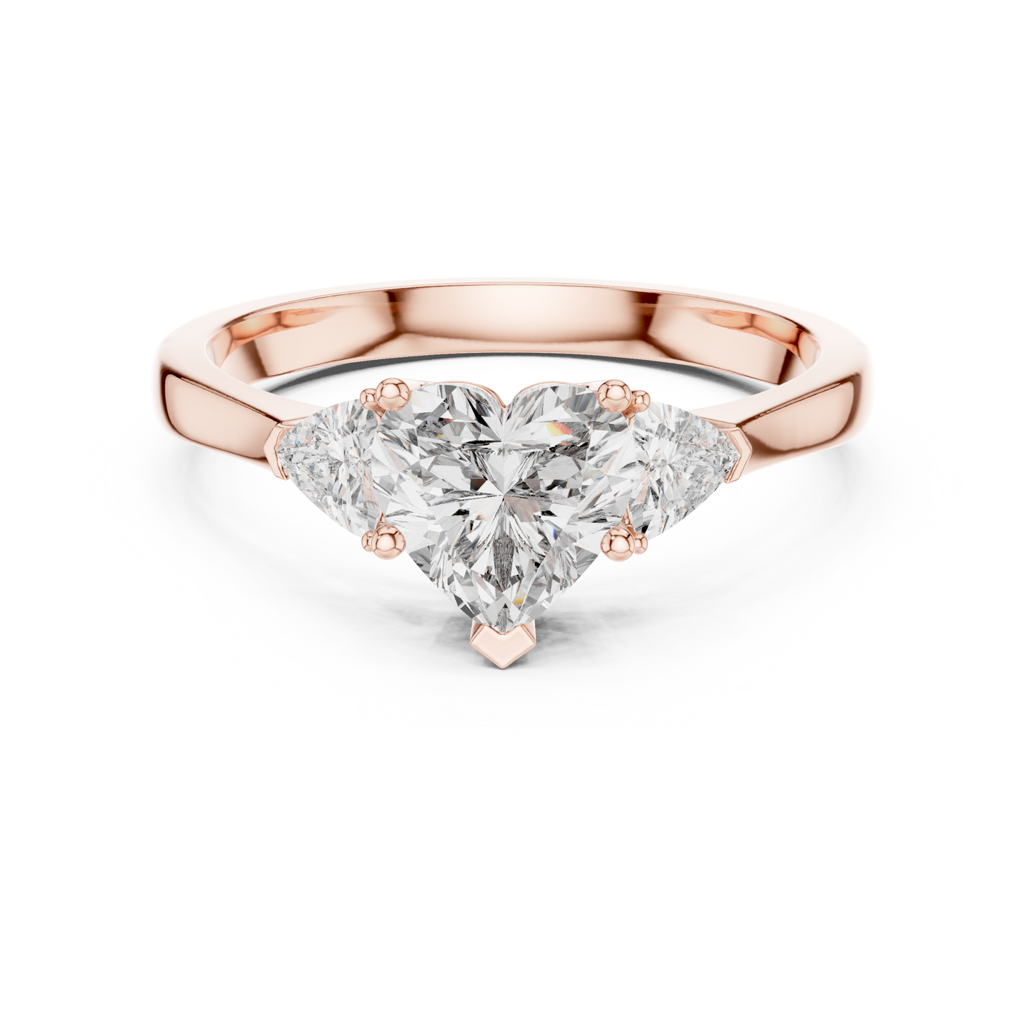 Heart Cut Lab Diamond Three Stone Engagement Ring