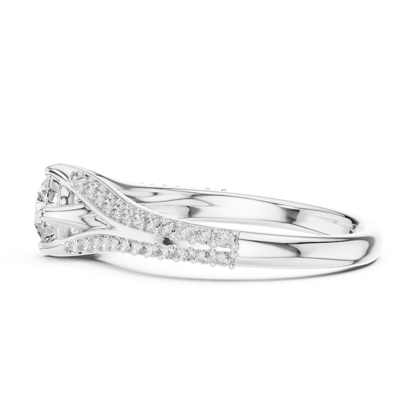 Round Cut Lab Diamond Shink Shank Engagement Ring