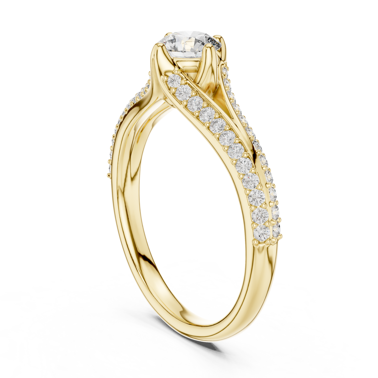Round Cut Lab Diamond Shink Shank Engagement Ring