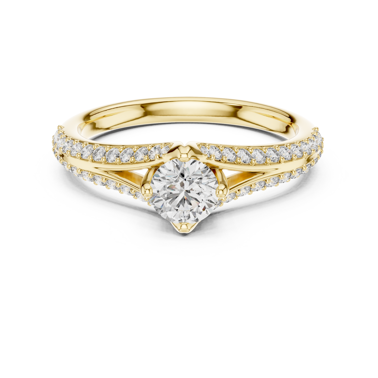 Round Cut Lab Diamond Shink Shank Engagement Ring