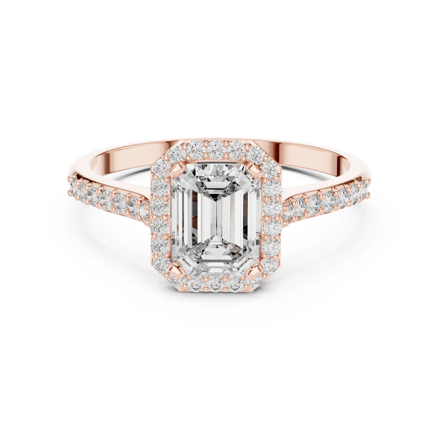 Emerald Cut Lab Diamond Halo Engagement Ring