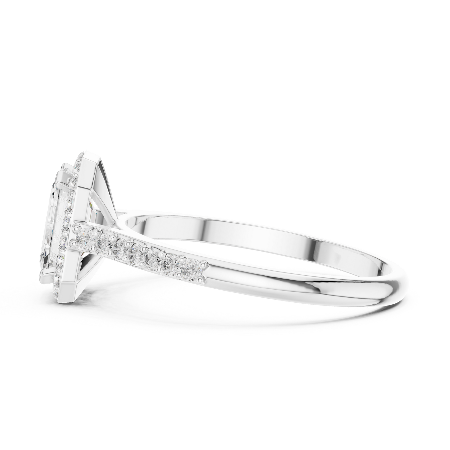 Emerald Cut Lab Diamond Halo Engagement Ring