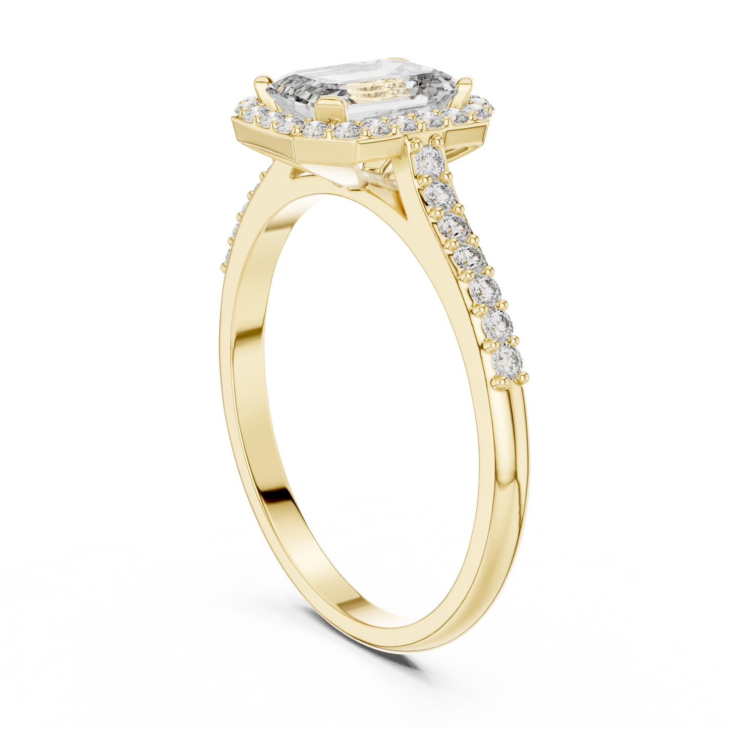 Emerald Cut Lab Diamond Halo Engagement Ring