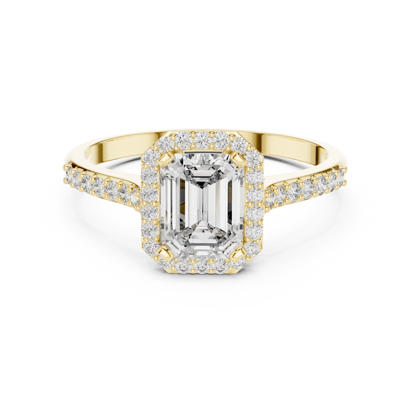 Emerald Cut Lab Diamond Halo Engagement Ring