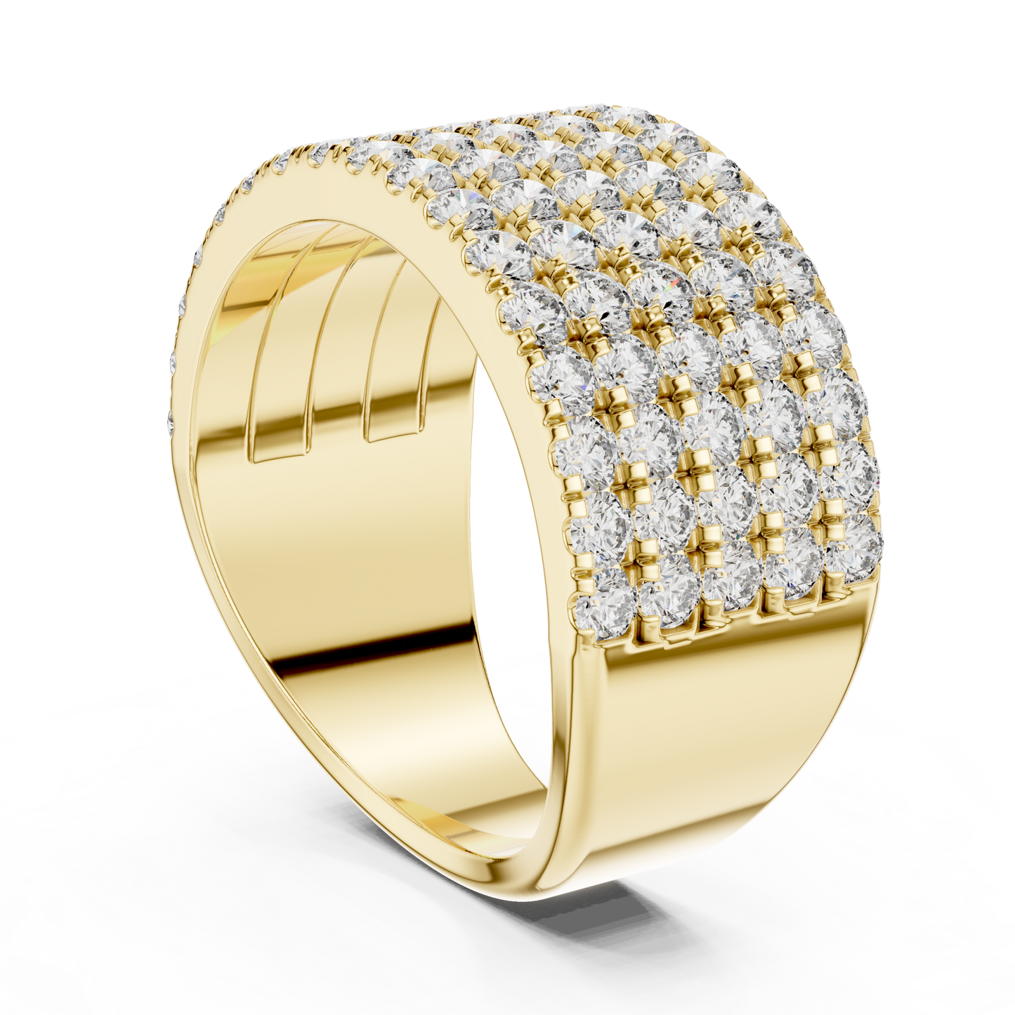 Round Cut Multi Row Diamond Wedding Band