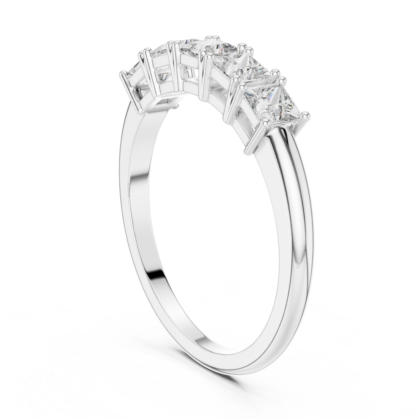 Modern Princess Cut Five Stone Engagement Ring