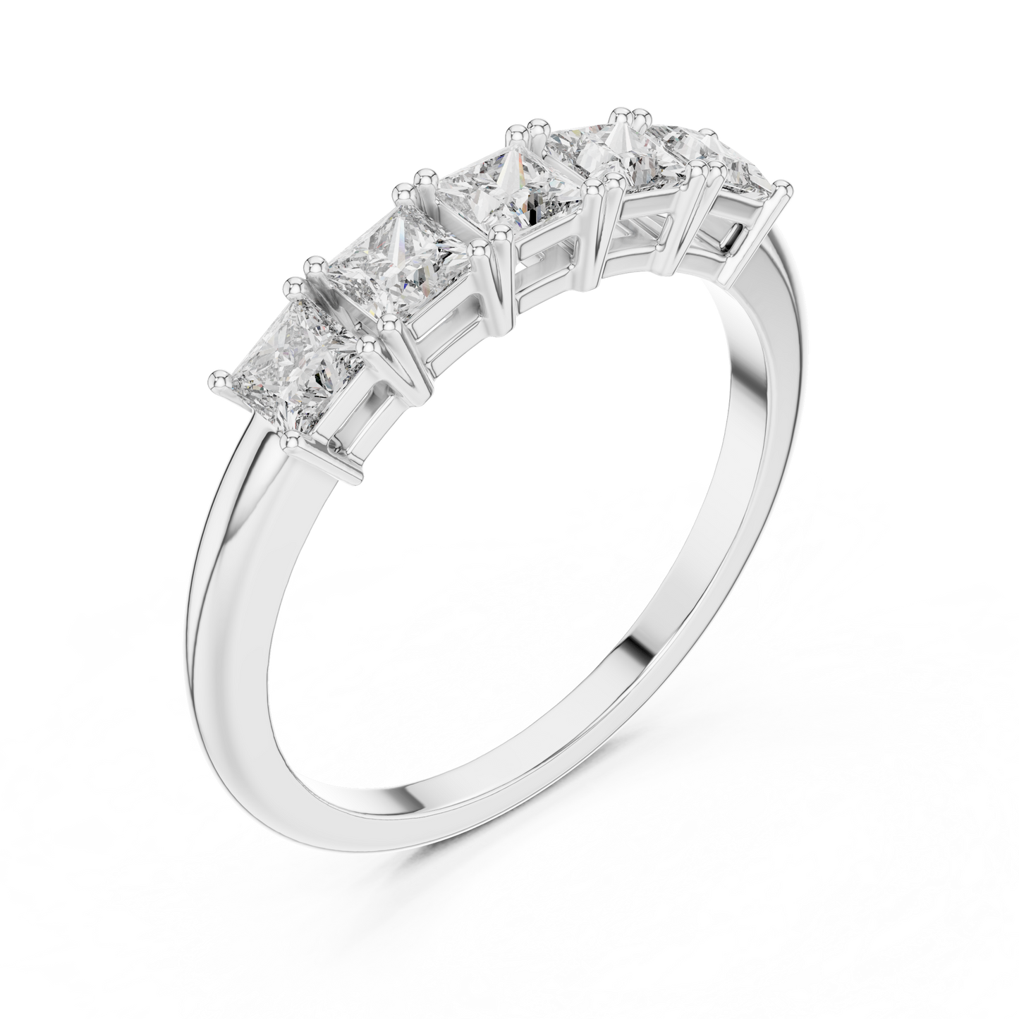 Modern Princess Cut Five Stone Engagement Ring