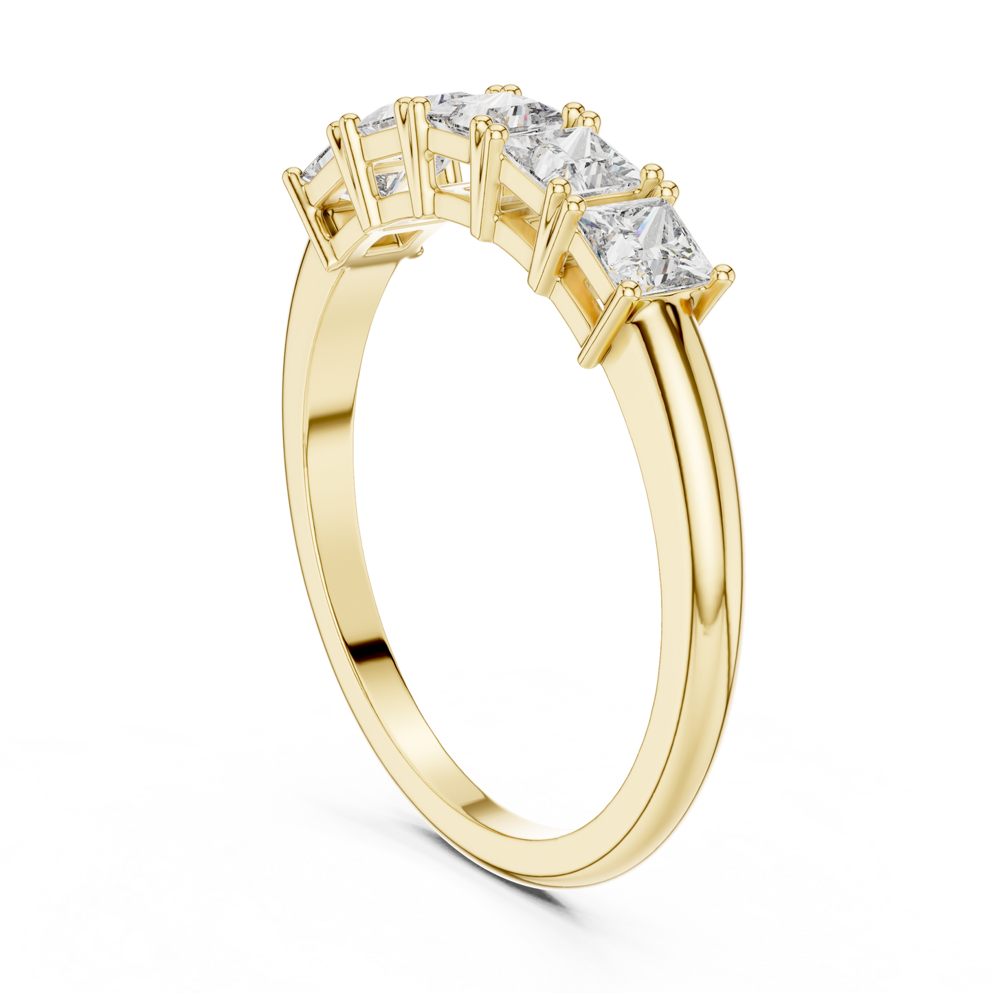 Modern Princess Cut Five Stone Engagement Ring