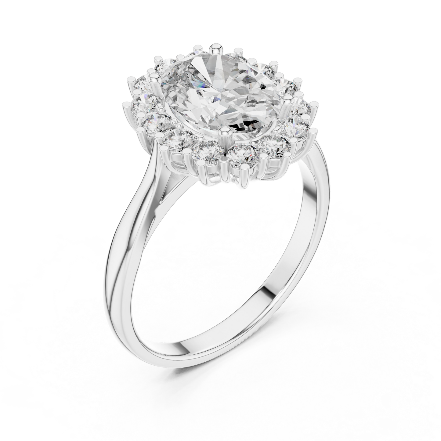 2 Carat Oval Cut Lab Diamond Halo Engagement RIng