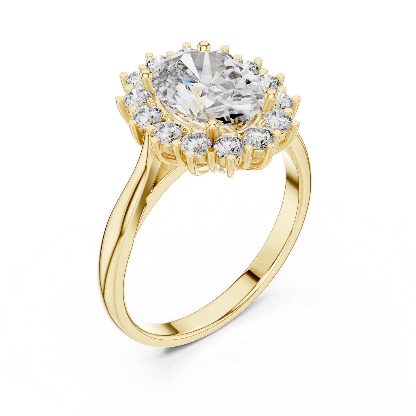 2 Carat Oval Cut Lab Diamond Halo Engagement RIng