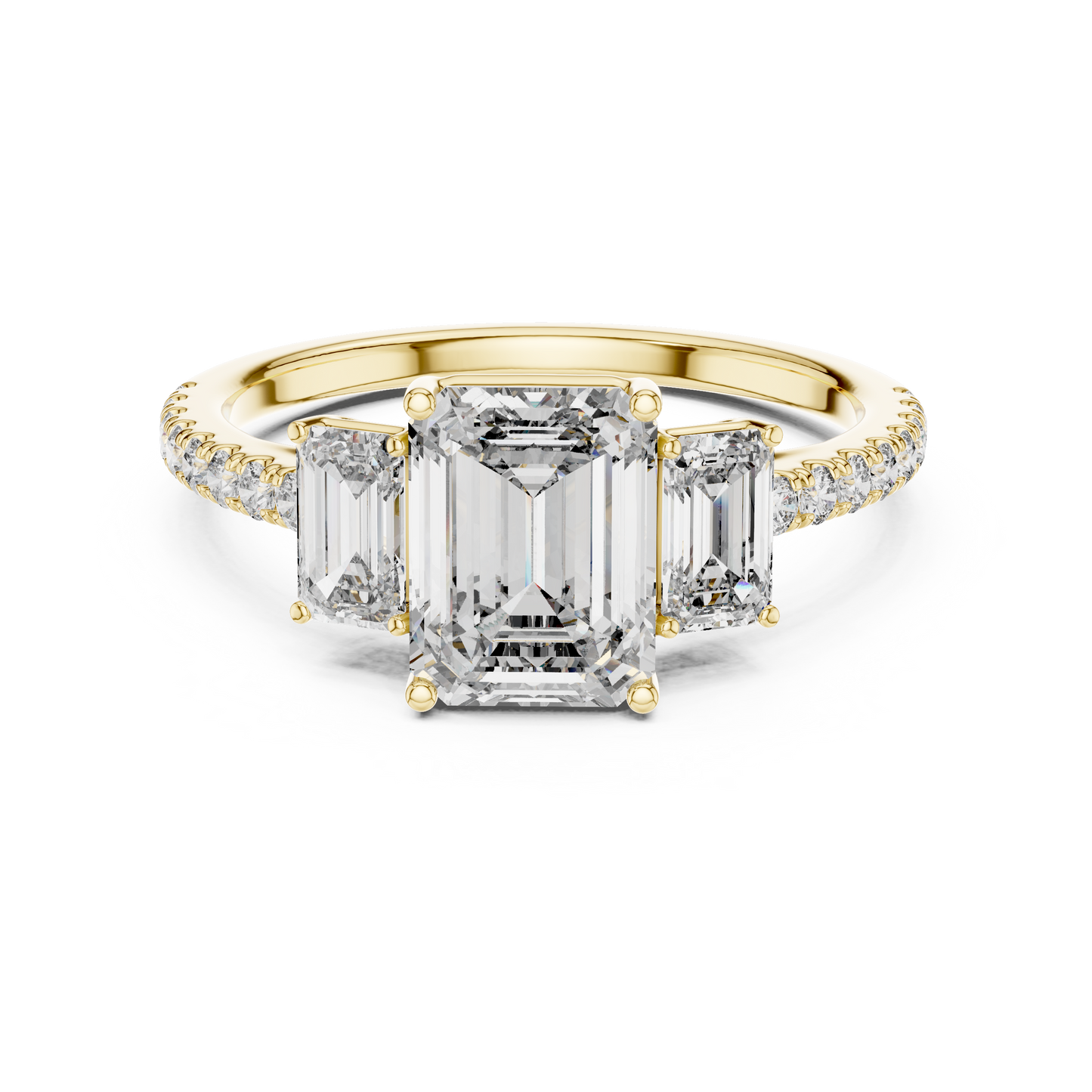 Emerald Cut Diamond Three Stone Engagement Ring