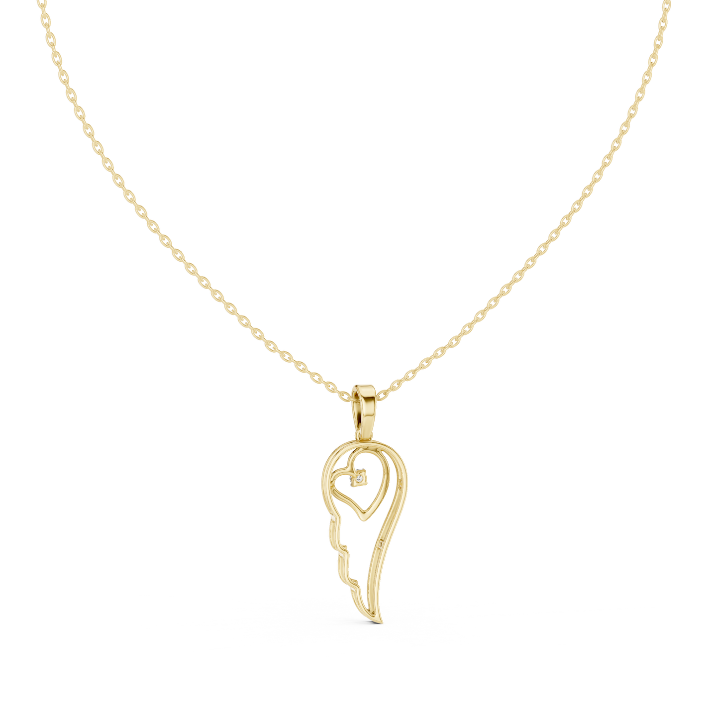 Angel Wing Pendant With Round Lab Diamond