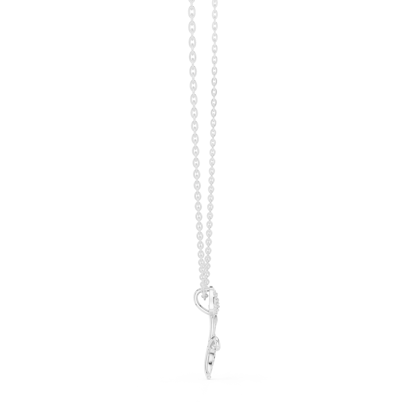 14K Yellow Gold Diamond Rose Pendant
