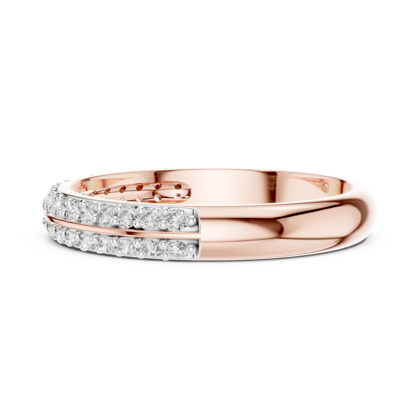 Double Row Round Lab Diamond Wedding Band