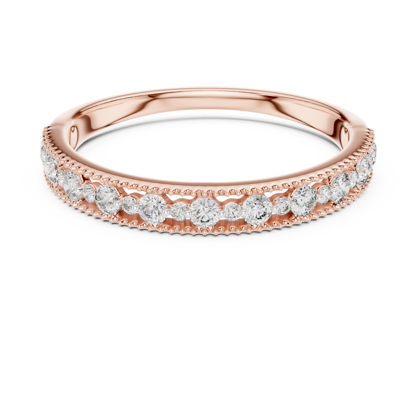 Round Cut Lab Diamond Channel Set Wedding Band