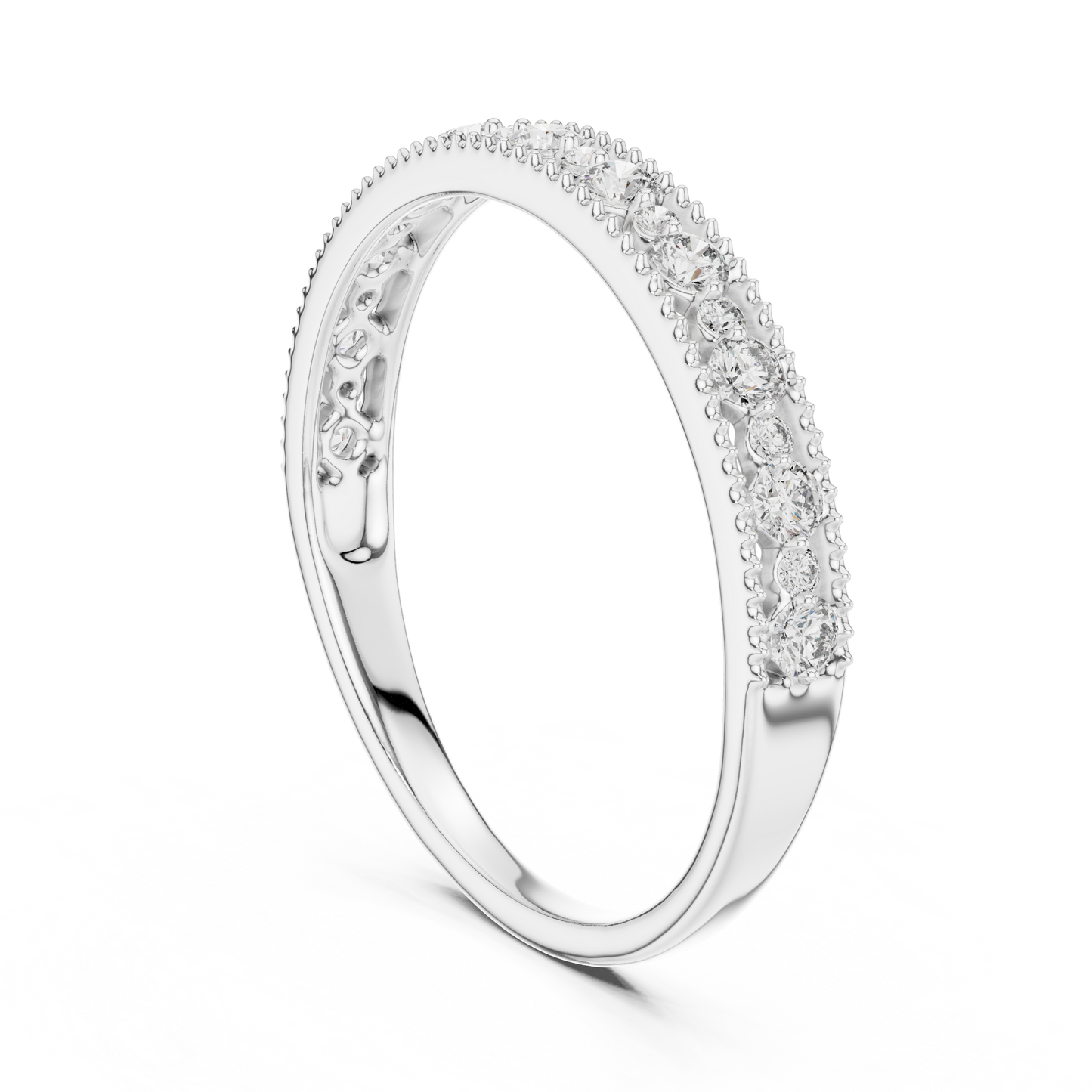 Round Cut Lab Diamond Channel Set Wedding Band