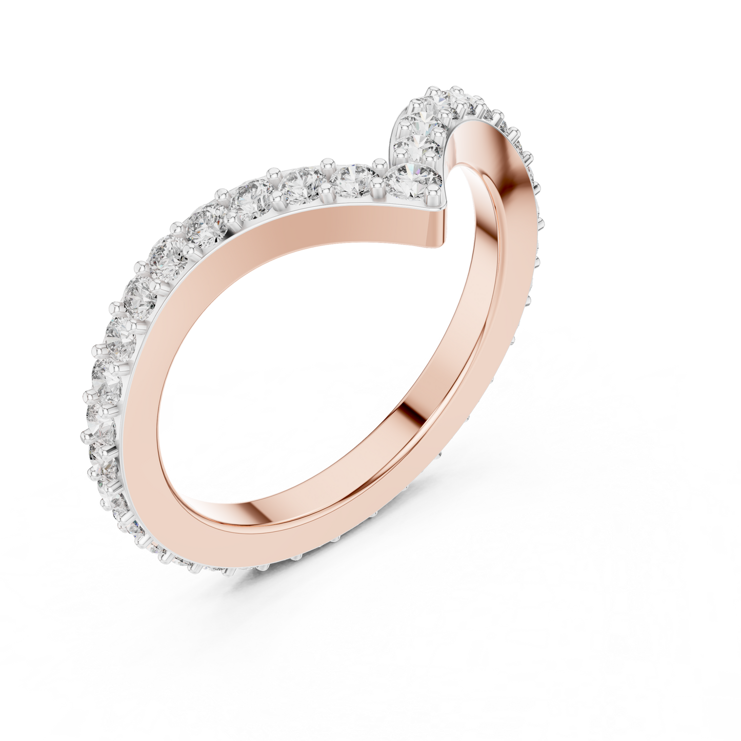 Round Cut Lab Diamond Chevron Wedding Band