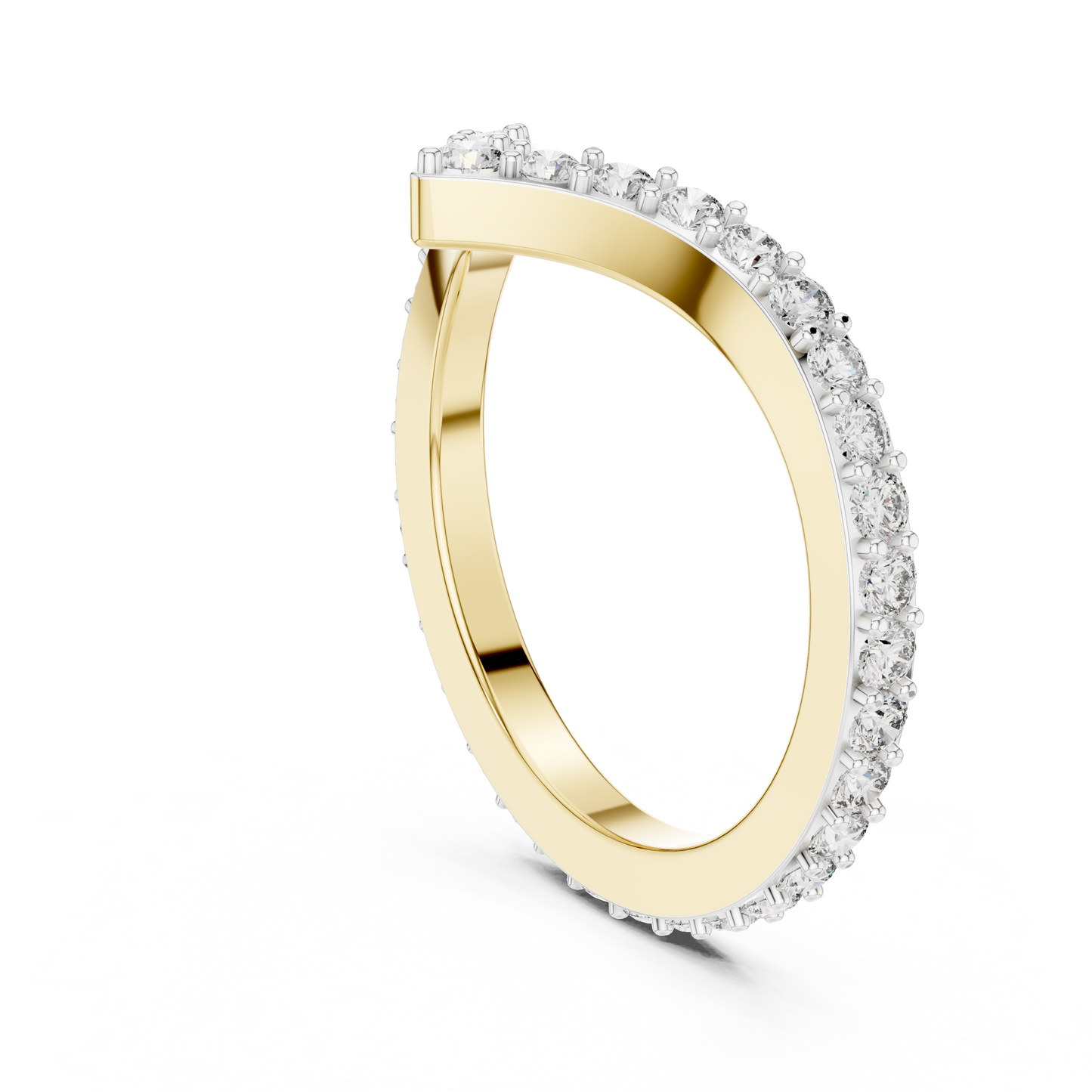 Round Cut Lab Diamond Chevron Wedding Band