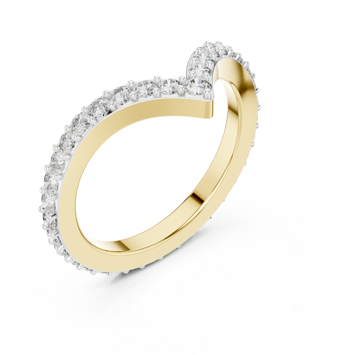 Round Cut Lab Diamond Chevron Wedding Band
