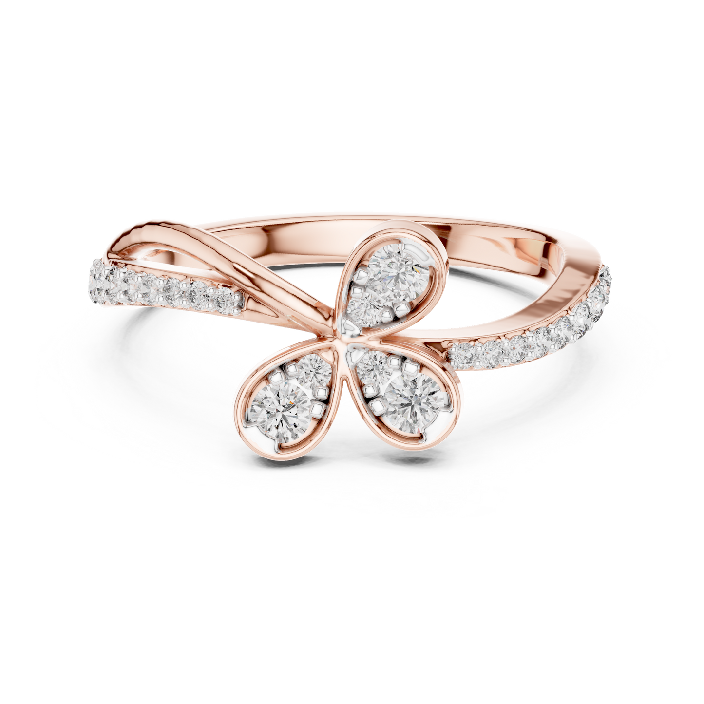 Round Cut Diamond Floral Engagement Ring