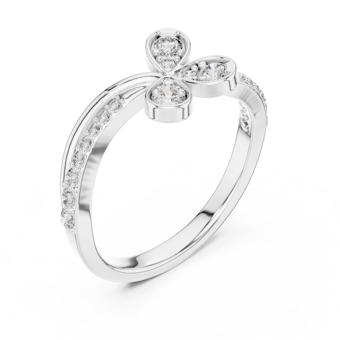 Round Cut Diamond Floral Engagement Ring