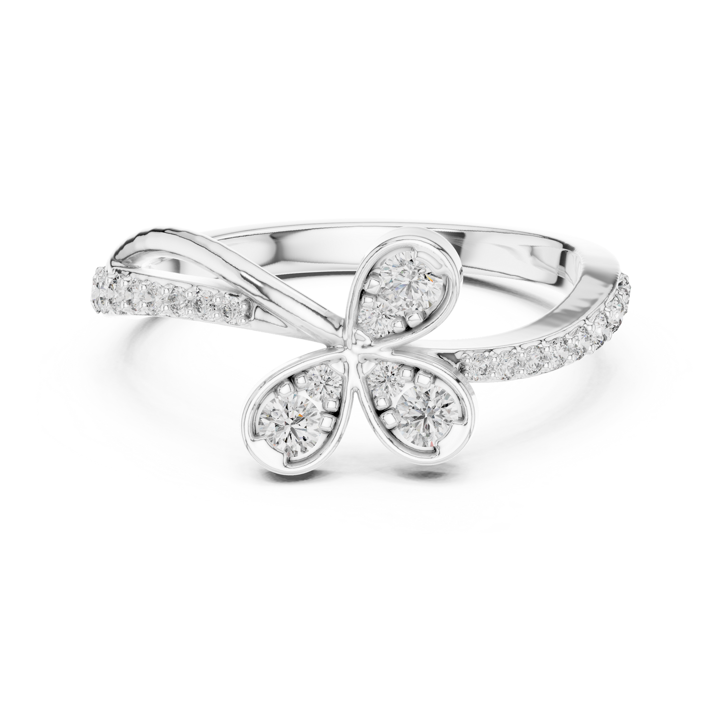 Round Cut Diamond Floral Engagement Ring