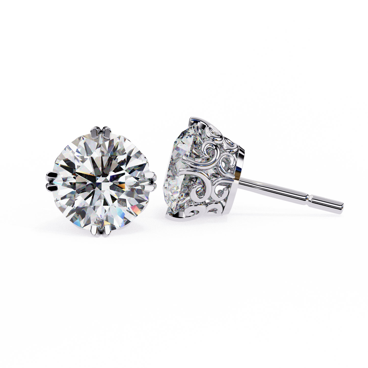 Round Cut Lab Diamond Stud Earring