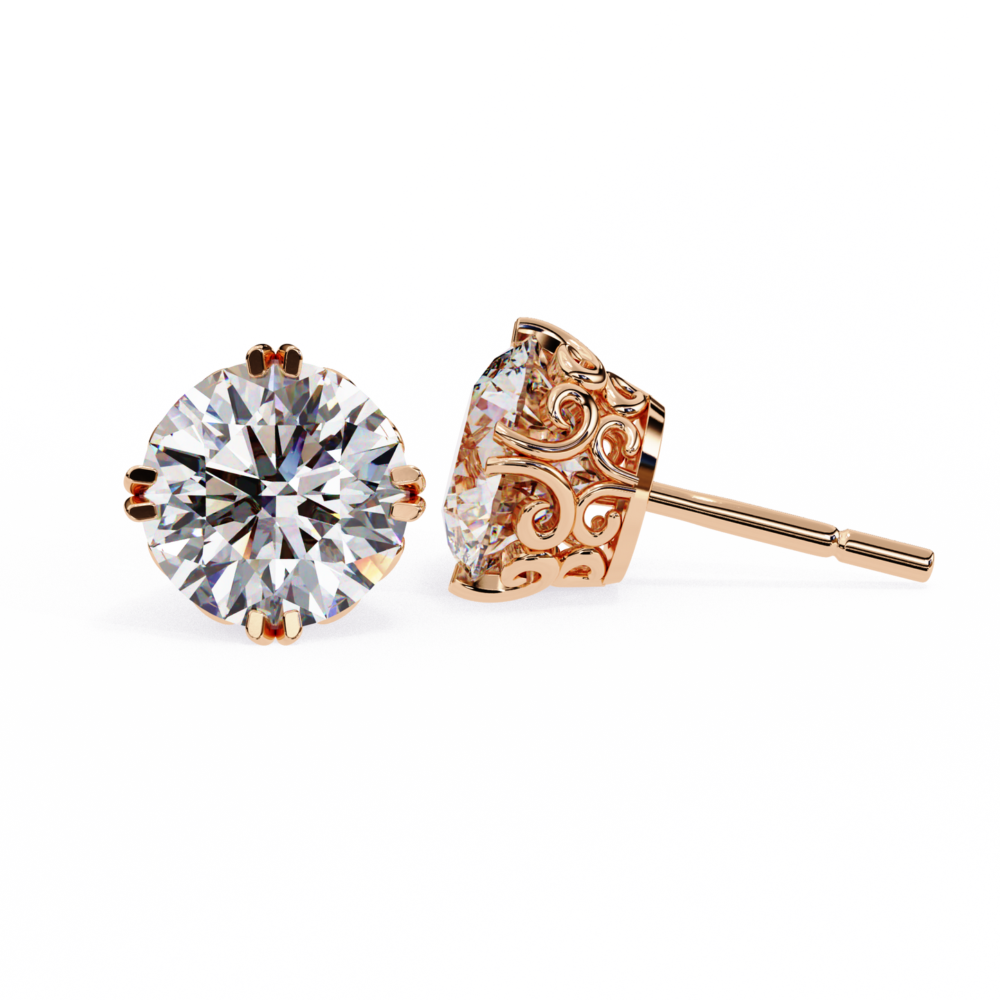 Round Cut Lab Diamond Stud Earring