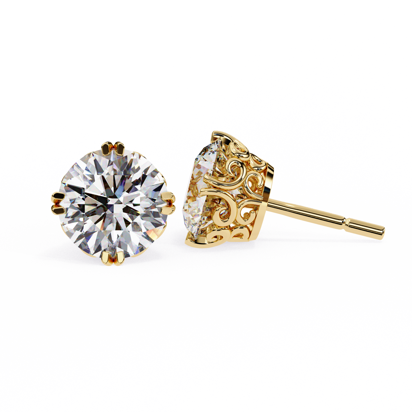 Round Cut Lab Diamond Stud Earring