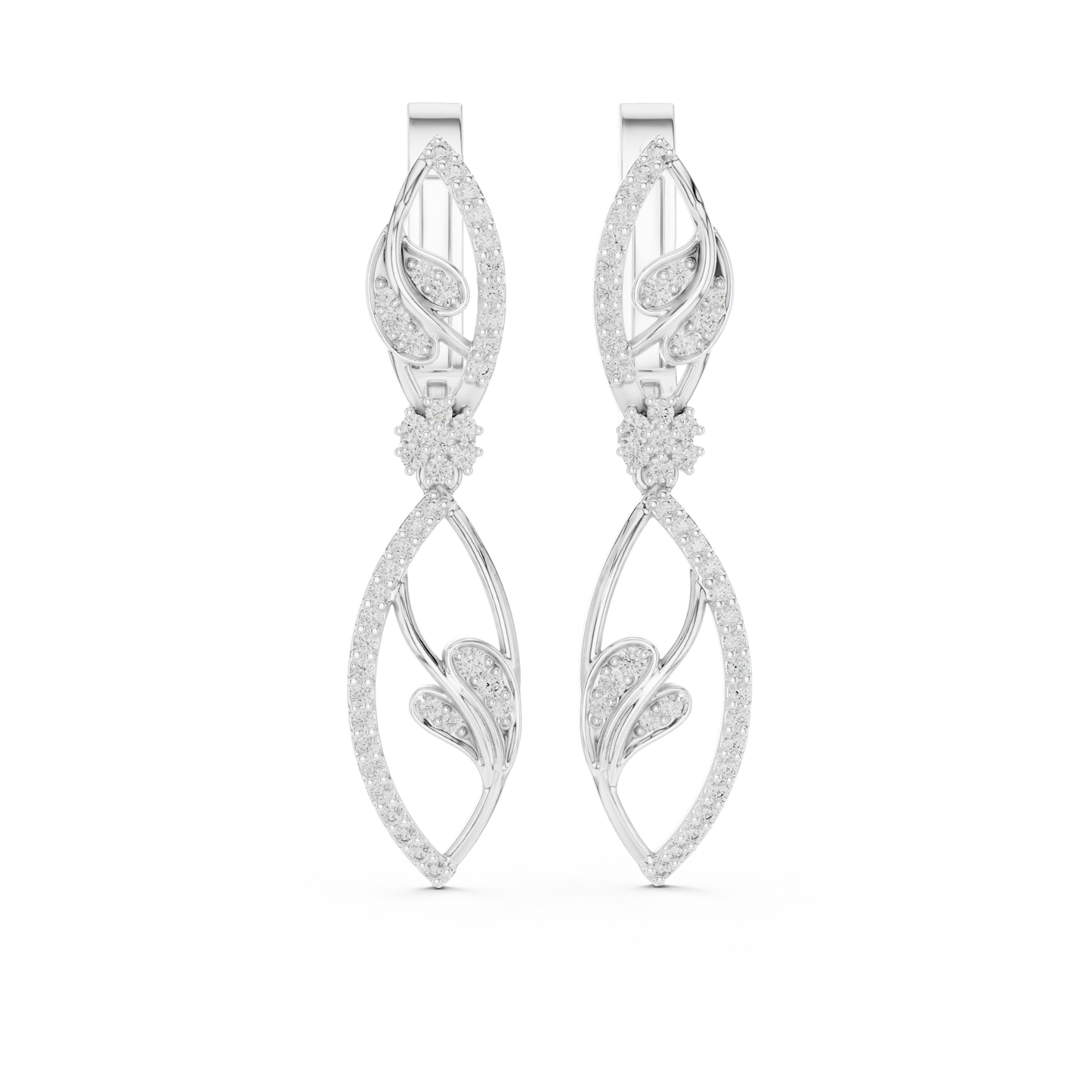 Round Cut Lab Grown Diamond Dangle Earrings