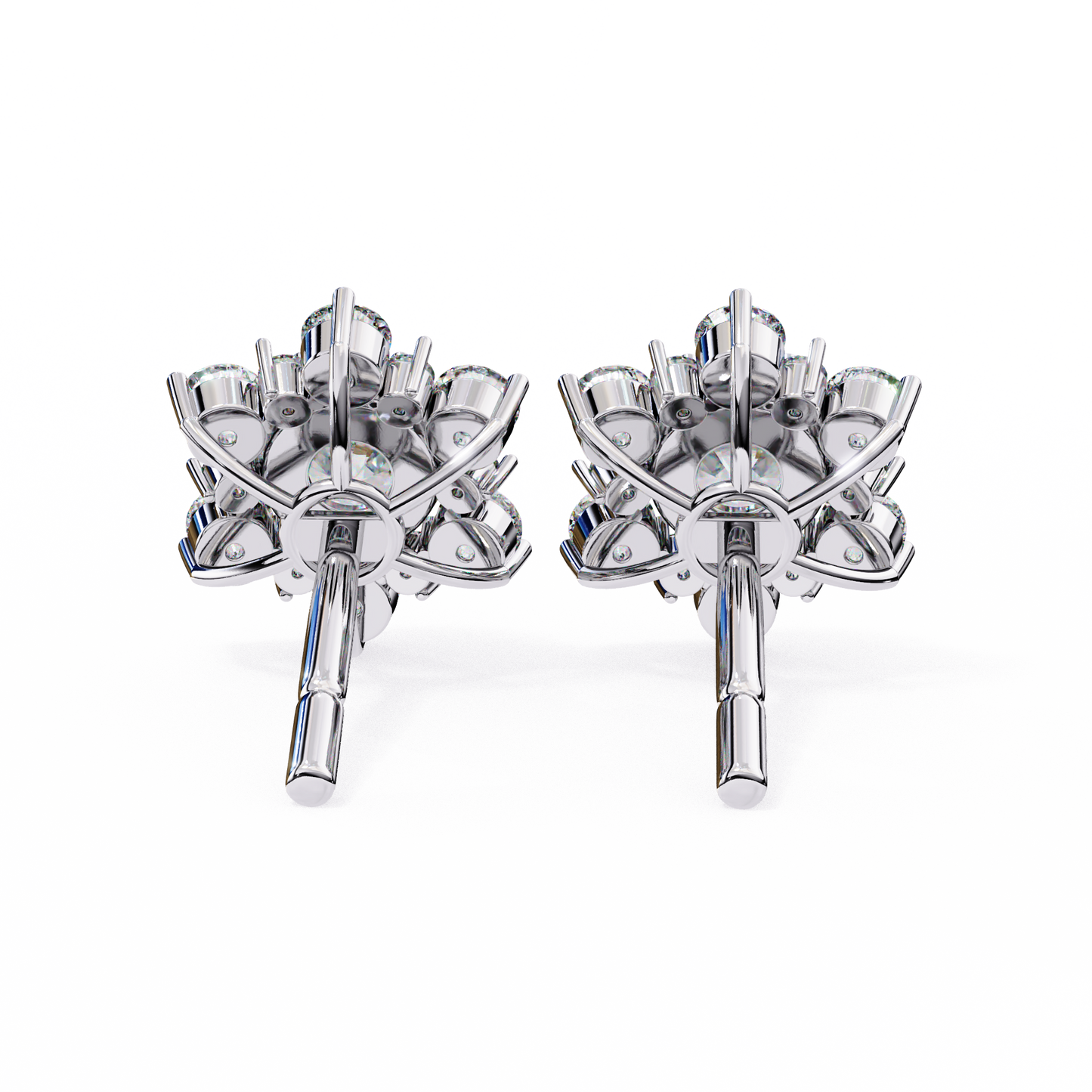 Round Cut Lab Diamond Flower Shape Diamond Earrings