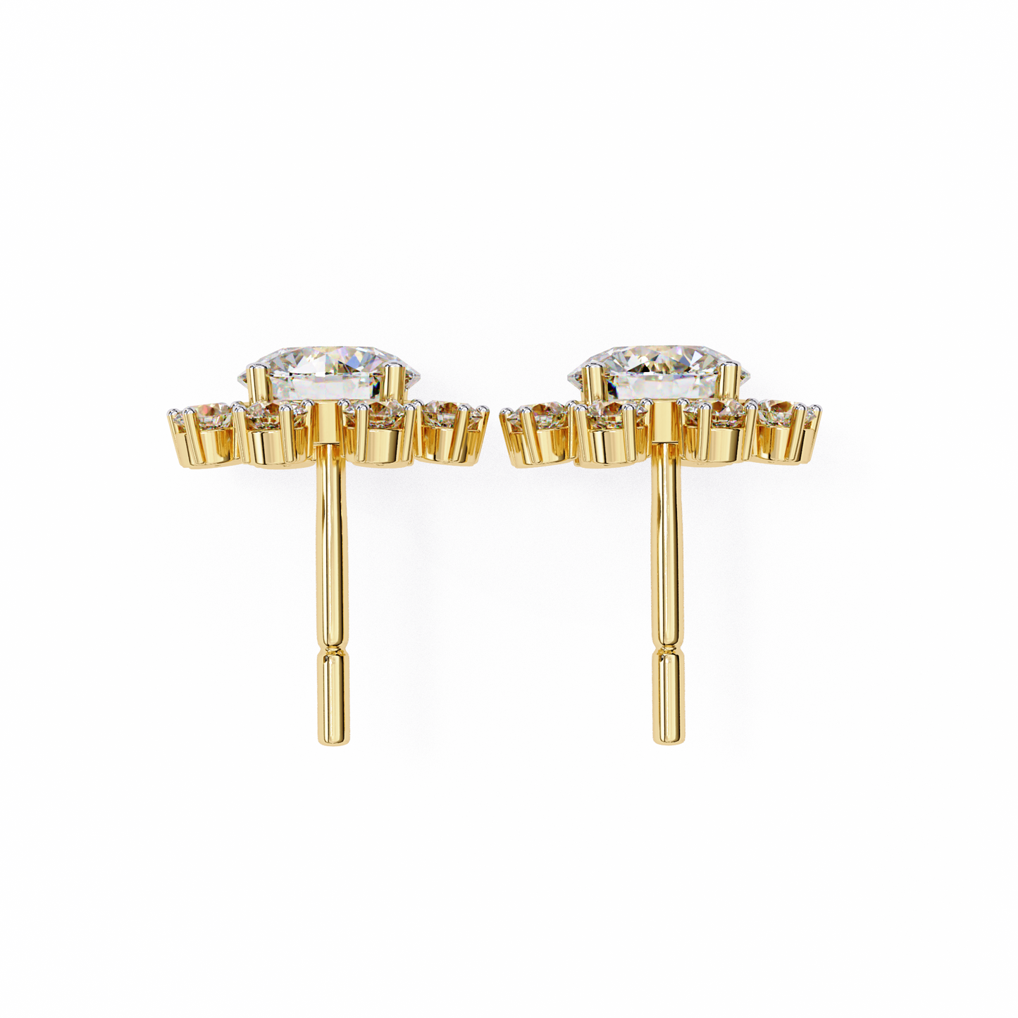 Unique Round Lab Diamond Floral Earrings
