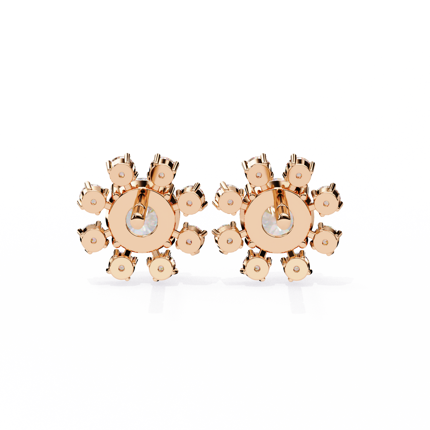 Unique Round Lab Diamond Floral Earrings