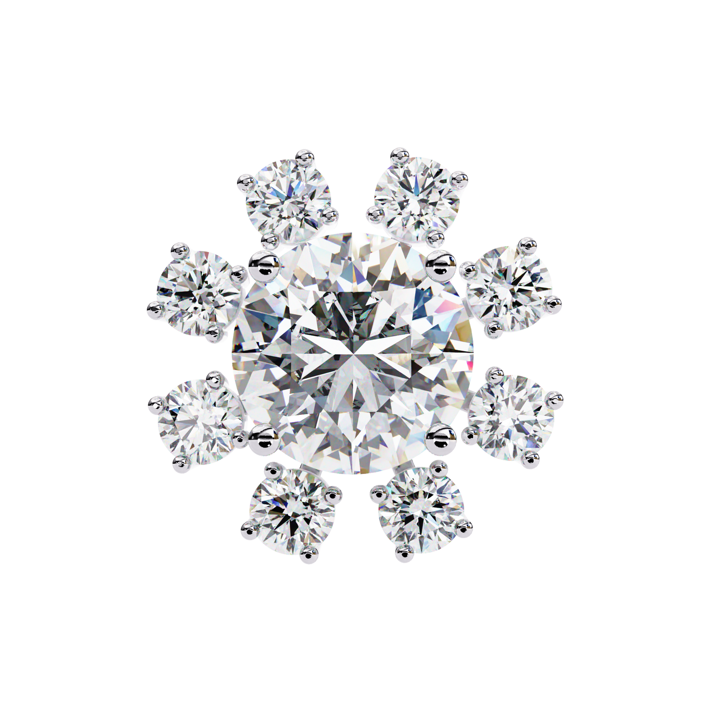 Unique Round Lab Diamond Floral Earrings