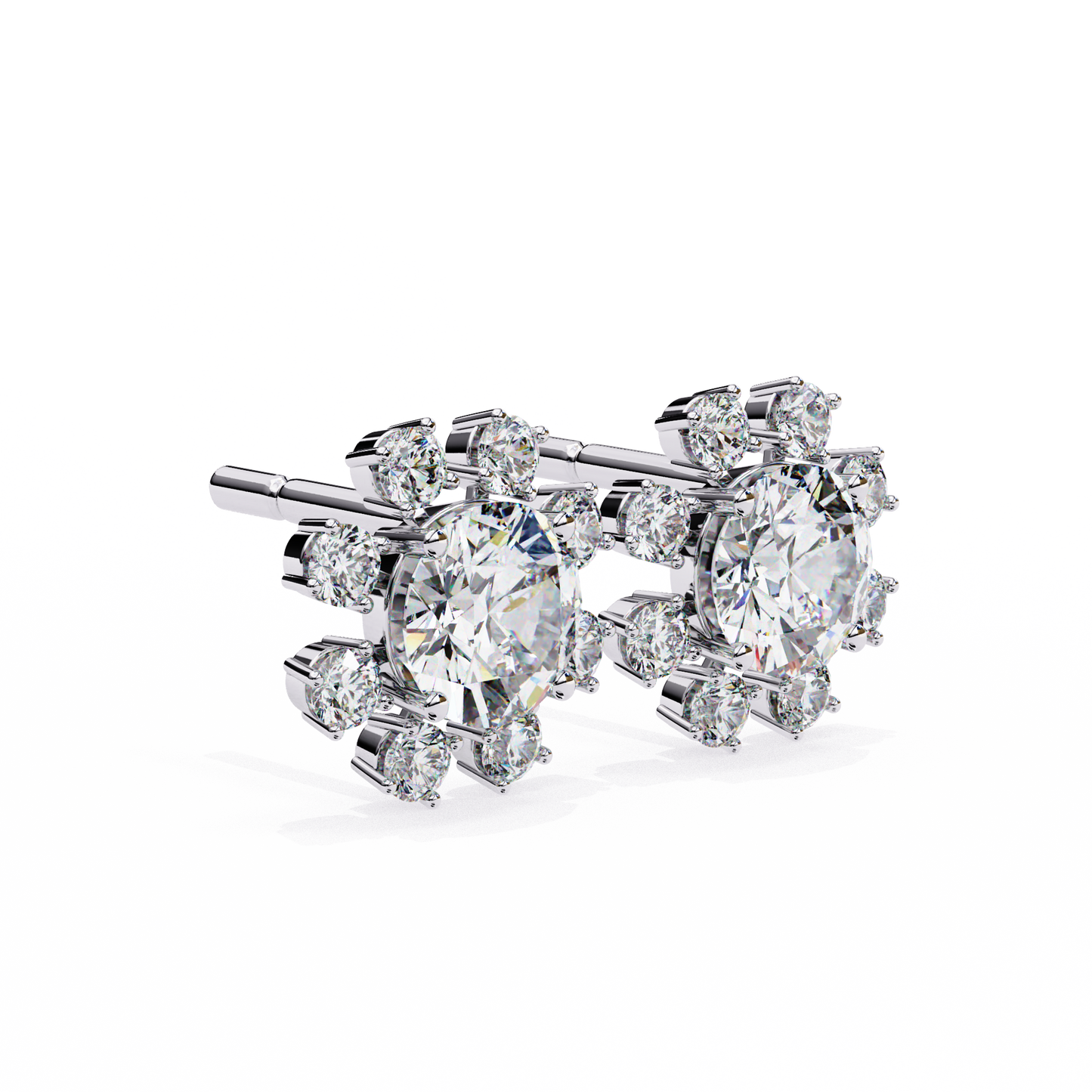 Unique Round Lab Diamond Floral Earrings