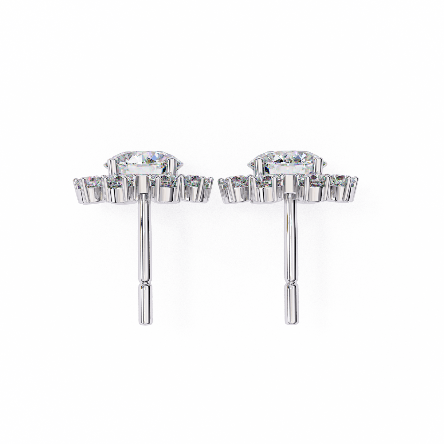 Unique Round Lab Diamond Floral Earrings