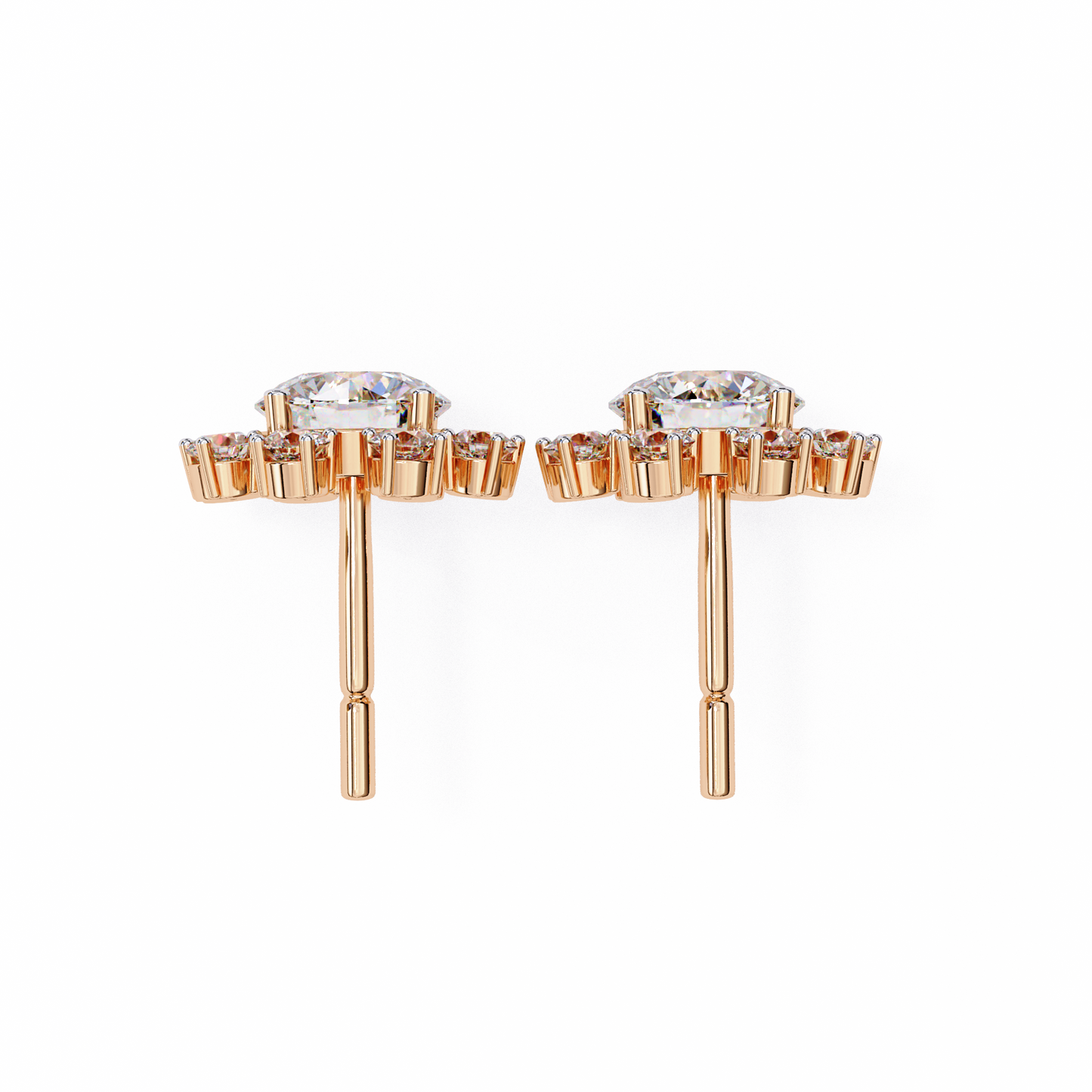 Unique Round Lab Diamond Floral Earrings