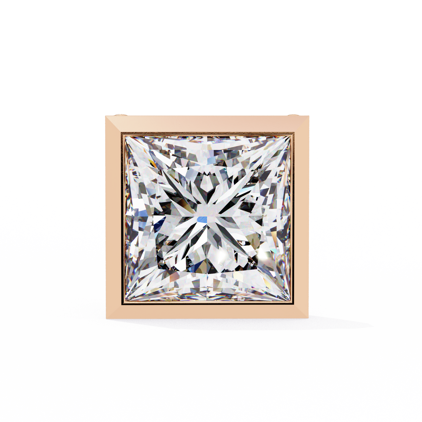 Princess cut Lab Diamond Bezel Set Earrings