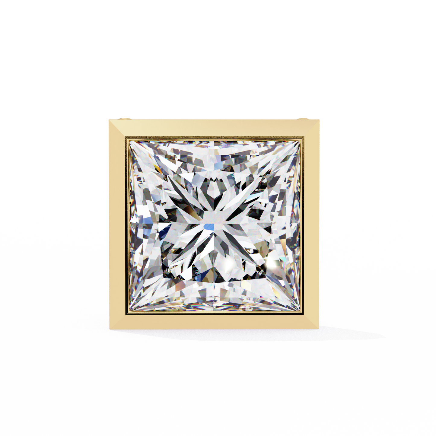 Princess cut Lab Diamond Bezel Set Earrings