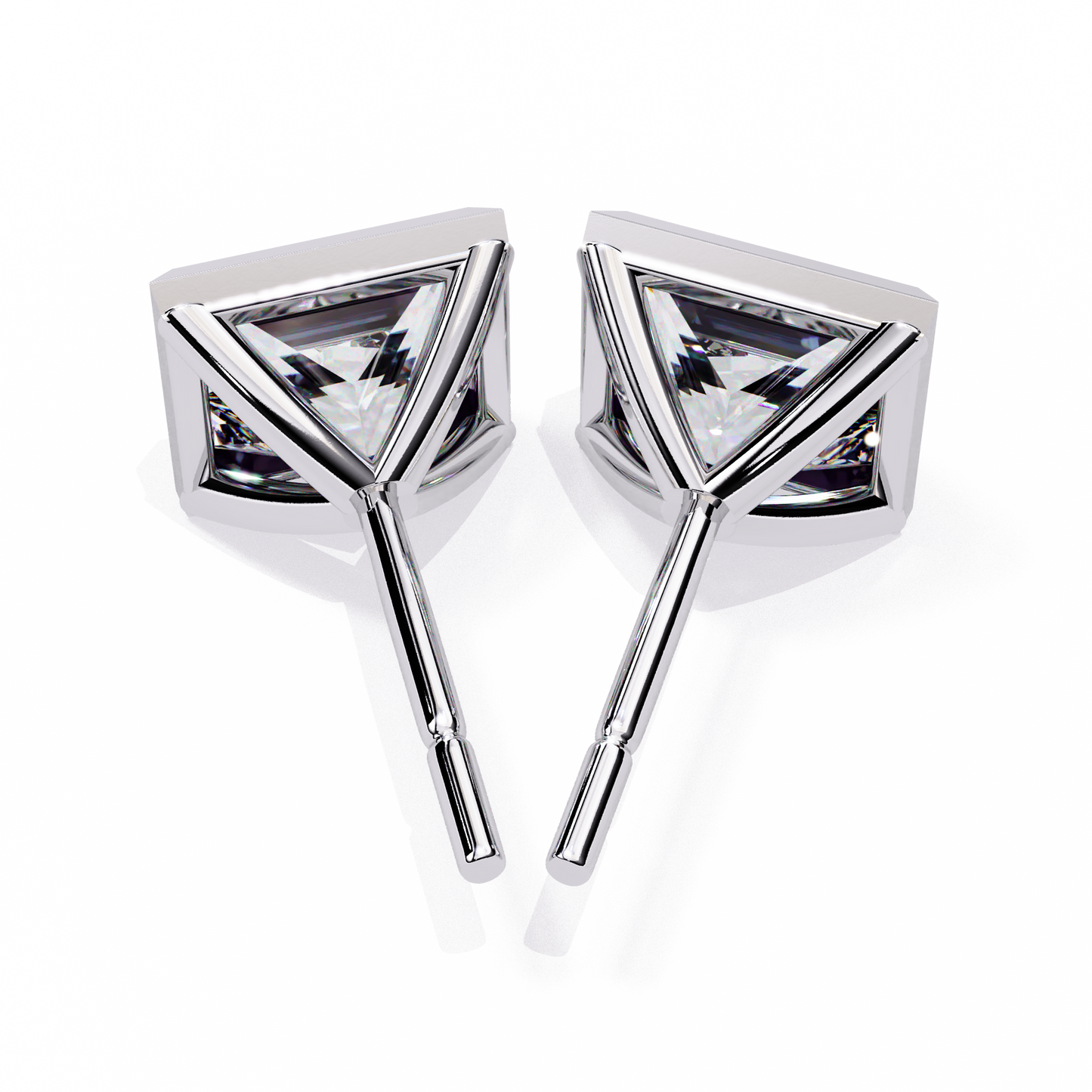 Princess cut Lab Diamond Bezel Set Earrings