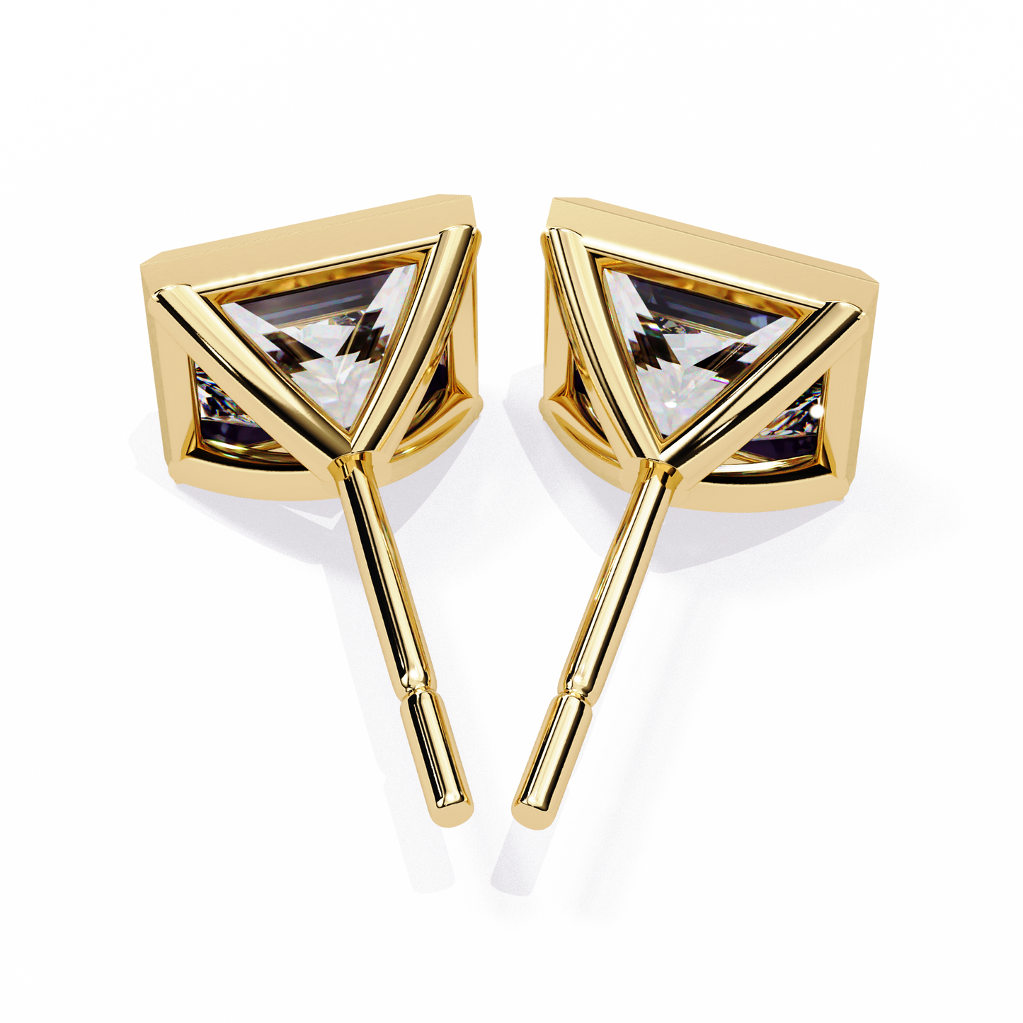Princess cut Lab Diamond Bezel Set Earrings