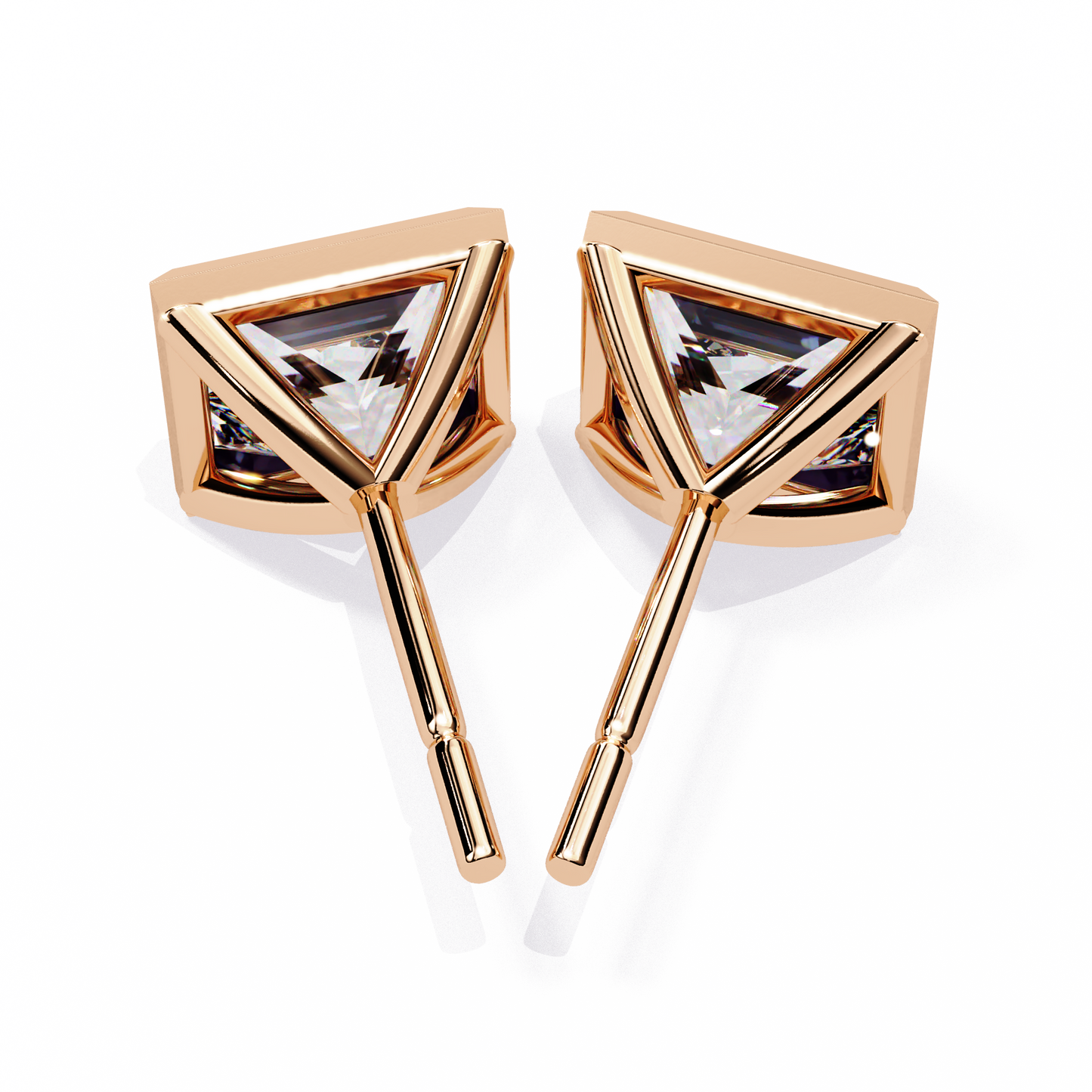 Princess cut Lab Diamond Bezel Set Earrings