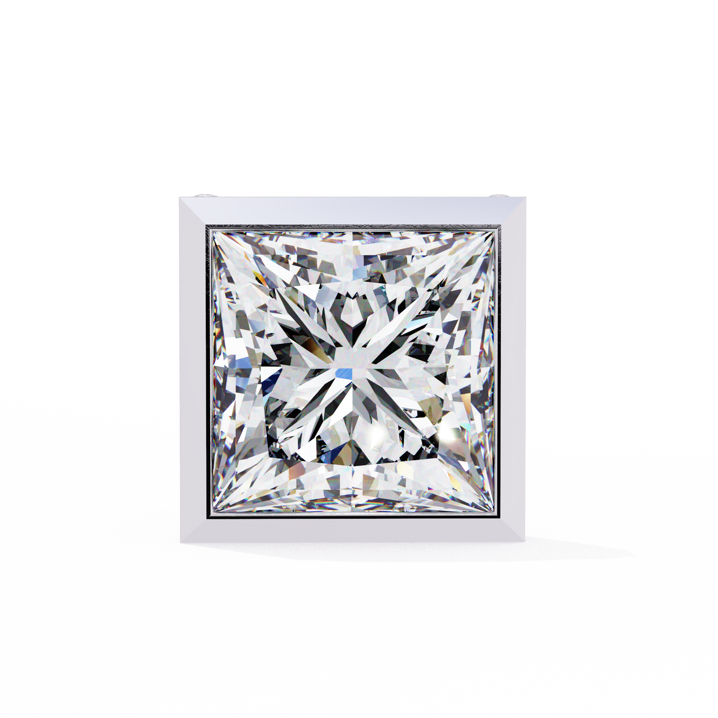 Princess cut Lab Diamond Bezel Set Earrings