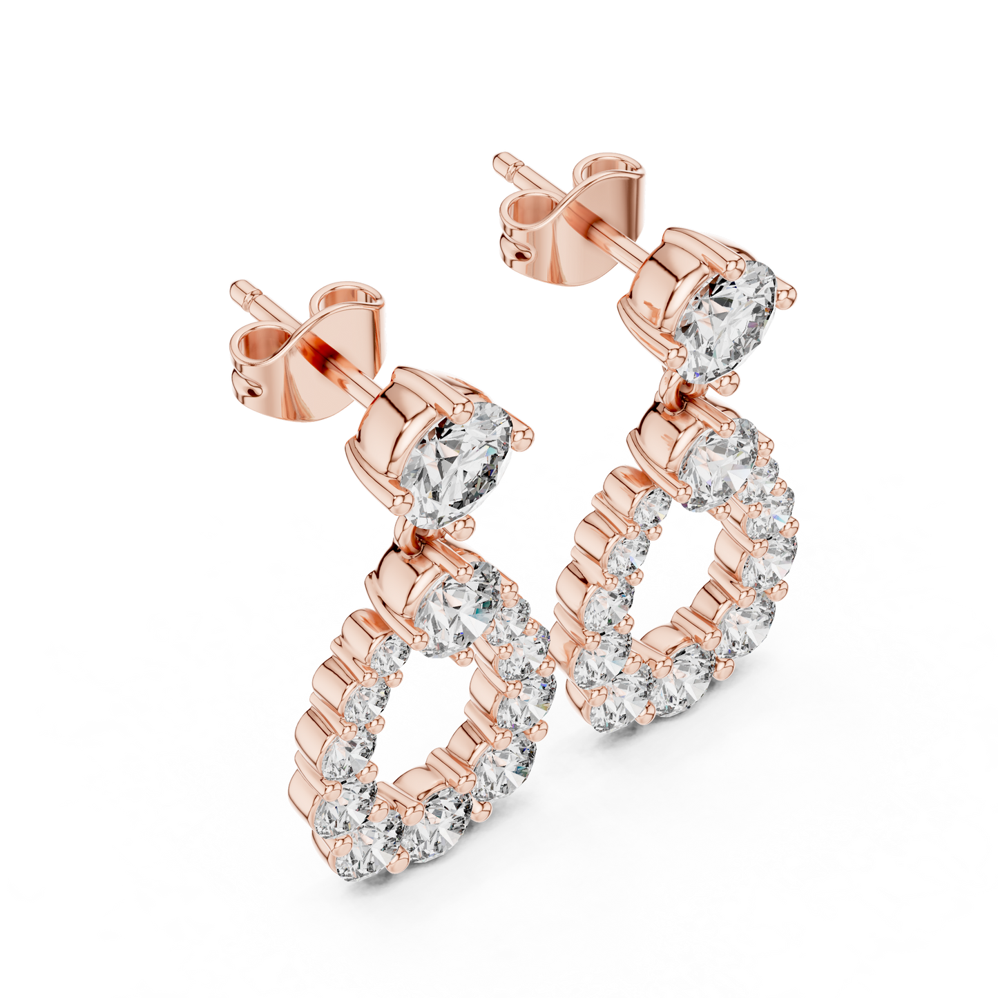 Lab Diamond Round Cut Fancy Drop Earrings