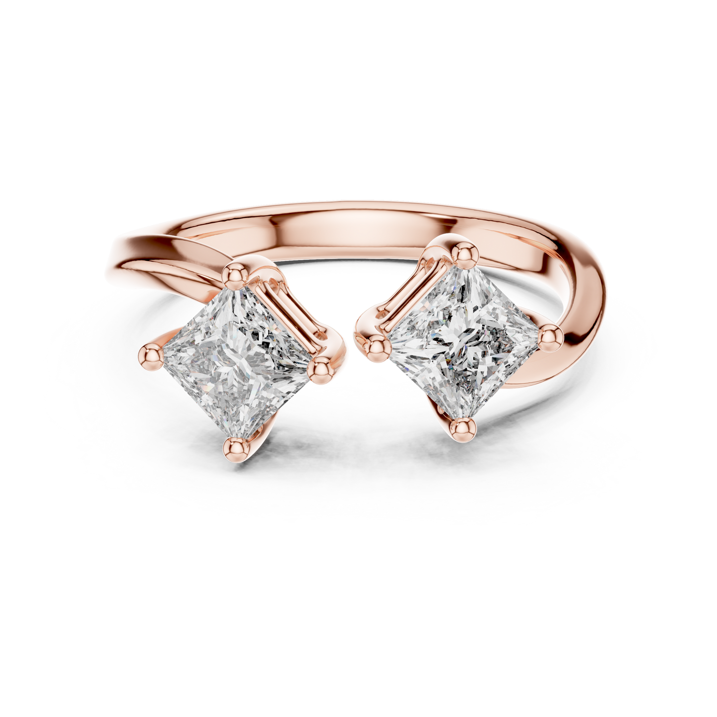 Modern Princess Cut Two Stone Engagement Ring